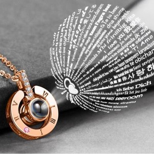 ロマンチックなカップル「I <span class=keywords><strong>Love</strong></span> You」メモリー投影ペンダントジュエリーネックレスギフト - Product Image 1
