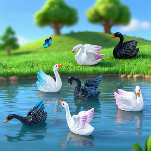 Accesorios para Jardín de Hadas, Figura de Cisne en Miniatura Blanca y Negra de Resina para Decoración de Pasteles, Manualidades y Paisajismo con Musgo - Product Image 2