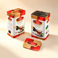 Boîte en étain carrée écologique de qualité alimentaire avec couvercle, impression CMYK, logo personnalisé pour l'emballage du thé, vente en gros