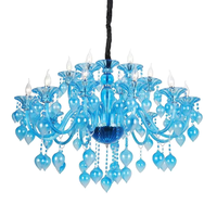 Lustre moderne en cristal bleu, grand luminaire suspendu en verre, idéal pour hôtel, salle de banquet, chambre résidentielle, salon, décoration