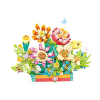 Ensemble de construction éducatif 12-en-1 en plastique ABS, modèles de plantes en pot (fleurs et succulentes) pour enfants