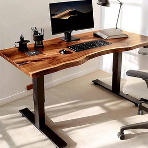 <span class=keywords><strong>Bureau</strong></span> électrique télescopique Qunshan en bois de camphre massif avec bord naturel – Mobilier durable et unique pour le <span class=keywords><strong>bureau</strong></span> à domicile - Product Image 1