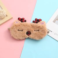 CHIQUE Nouveau masque pour les yeux en peluche de Noël, motif de cerf de dessin animé, mignon, pour dormir, cerf, certifié CE, multi-âges, polyester/rayonne/lin