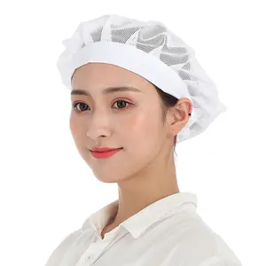 saç ağları şef Suppliers-HZM-19022 mutfak pişirme şef kap ayarlanabilir saç ağları yemek servisi çalışma Unisex örgü şef şapkası nefes bere