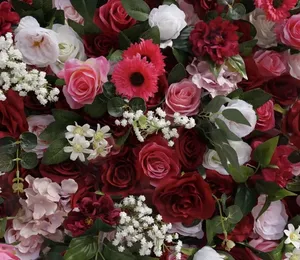 <span class=keywords><strong>Mur</strong></span> <span class=keywords><strong>de</strong></span> fleurs artificielles Q66, toile décorative 3D enroulable avec roses en soie, toile murale florale - Product Image 6