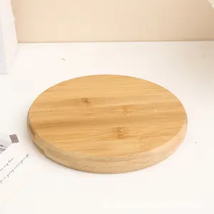 The Best Quality Brown Round Coaster Coffee Breakfast Plate Service Wood Tray Wooden Coaster