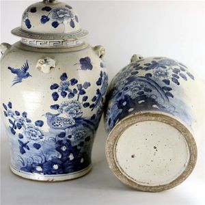 Vecchio design decorazione per la casa blu chiaro e bianco barattolo di zenzero in ceramica antico vaso stampo decorazione cucina - Product Image 4