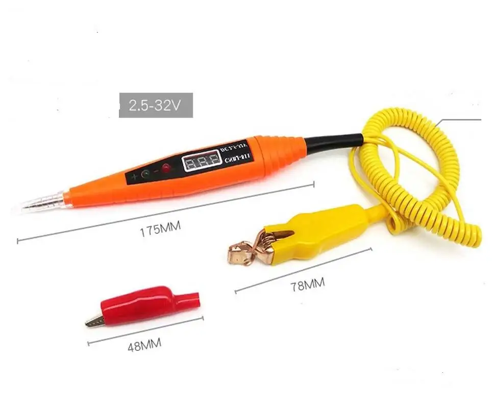 Pen listrik, pena uji perbaikan listrik tampilan Digital pensil pemeliharaan sirkuit otomotif 2.5 v-32 V