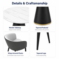 Ensemble Table et Chaises de Réception Moderne en Gros, Plateau Rond en Pierre Frittée pour Hall d'Entrée et Zone d'Attente de Bureau, Approvisionnement Direct