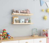 Rak Dinding Kayu Bergaya Scallop Set 2 Rak Buku Mengambang untuk Dekorasi Kamar Anak, Rak Pajangan Gambar Mengambang
