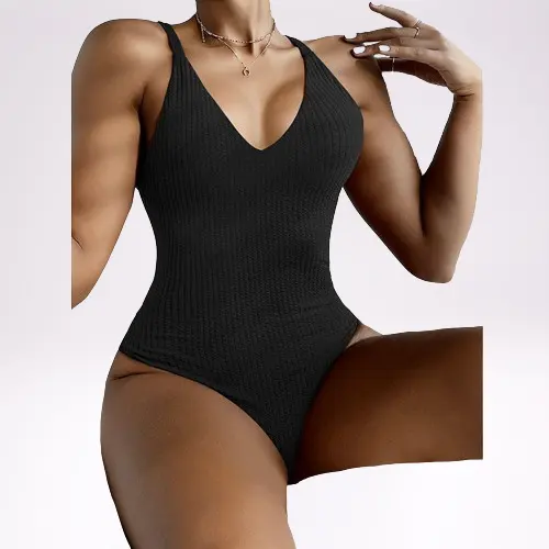 Nouveau maillot de bain dos nu solide à bretelles respirantes coupe-vent personnalisées Maillot de bain sport sexy Maillot de bain une pièce moulant Bikini