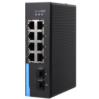 Minicámara de seguridad para exteriores, cctv, ip, 8 puertos, gigabit, poe, interruptor de red ethernet industrial, 48V, 10 puertos din rail