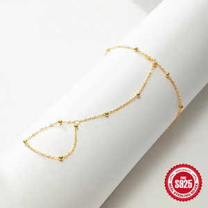 Precio de fábrica Pulsera de <span class=keywords><strong>Plata</strong></span> de Ley 925 Trébol de cuatro hojas Borla Anillo de dedo Pulsera CZ Pulseras de esclavo chapadas en oro <span class=keywords><strong>para</strong></span> regalo - Product Image 3