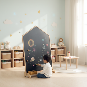 <span class=keywords><strong>Pizarra</strong></span> Magnética de Madera con Soporte |   <span class=keywords><strong>Pizarra</strong></span> Infantil con Forma de Casa |   <span class=keywords><strong>Pizarra</strong></span> de Dibujo y Escritura para Preescolar |   Juguete Educativo DIY - Product Image 1