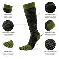 Chaussettes de sport cinq doigts en tricot pour l'automne, en Spandex/Coton/Fibre de Bambou, séchage rapide, respirantes, brodées, sans coutures