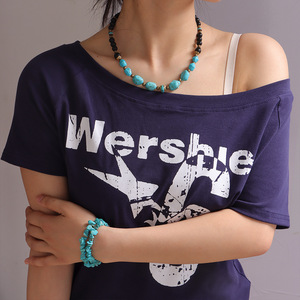 Collar de Cuentas Turquesas para Mujer, Diseño Geométrico, Estilo Hip Hop, Origen Yiwu X5 896 - Product Image 2