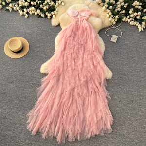 Abito <span class=keywords><strong>invernale</strong></span> Sexy <span class=keywords><strong>senza</strong></span> spalline Casual da donna <span class=keywords><strong>senza</strong></span> <span class=keywords><strong>maniche</strong></span> impero arruffato in Mesh Vestidos rosso nero bianco - Product Image 2