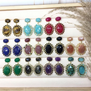 Déclaration Bijoux Mode Femmes Boucles D'oreilles Pierre Naturelle Perles Prong Réglage Cristal Quartz Boucles D'oreilles Améthyste Rubis Turquoise Goujons - Product Image 3