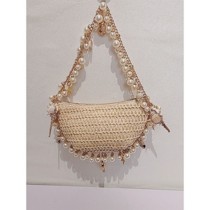 2025 Mùa Xuân Mùa Hè Hợp Thời Trang Y2K Cổ Tích Ngọc Trai <span class=keywords><strong>Conch</strong></span> Rơm Túi Xách Mây Handmade Crossbody Túi Giản Dị Điện Thoại Nhỏ Túi - Product Image 4