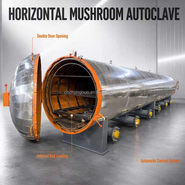 New ZhongNuo Edible Fungus/Mushroom Sterilizer Autoclave High-Temperature Steam 304 Stainless Steel Automatic High Productivity