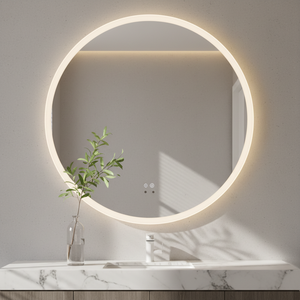 <span class=keywords><strong>Miroir</strong></span> de maquillage LED rond moderne et minimaliste avec éclairage arrière, <span class=keywords><strong>miroir</strong></span> LED mural anti-buée pour salle de bain - Product Image 1