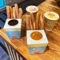 Boîte d'emballage alimentaire écologique pour churros, boîte à emporter pour snacks, boîte à frites, boîte à churros personnalisée avec insert pour coupelle de sauce