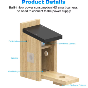 Caméra de Nid d'Oiseau à Faible Consommation d'Énergie, Grand Angle de Vision, 5MP, avec Vision Nocturne, Wi-Fi, Solaire, Garantie 1 An - Product Image 2