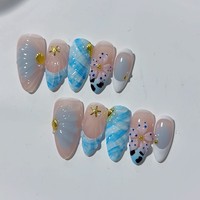 Tacana 10 pièces Faux Ongles Press-on Faits Main Amande French Style Motif Dégradé Couverture Complète des Doigts Haute Qualité Nouvelle Arrivée S/M/L