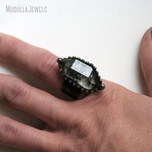 RM48852 Natural Raw Herkimer Diamond Adjustable Ring Gothic Witch Wicca <strong>Pagan</strong> Grunge Crystal Healing <strong>Jewelry</strong> - Product Image 6