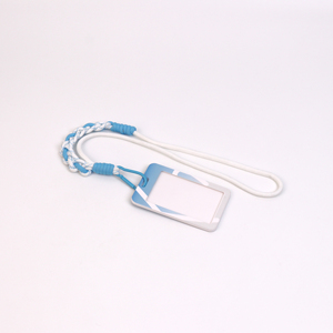 Custom Woven <b>Lanyard</b> - Stylish Blue White Nylon Rope With Plastic Card Holder for Id Badge, Phone & Work Pass (Bulk Discount) - Product Image 4