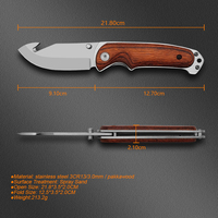 Couteau de camping portable le plus vendu, manche en bois, lame en acier inoxydable à pointe tombante, qualité industrielle, personnalisable OEM