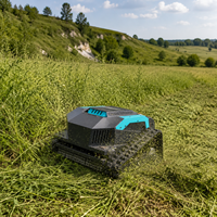 Robot tondeuse professionnel tout-terrain à chenilles, moteur essence 4 temps, télécommandé, hybride, auto-rechargeable, décharge arrière, pour vergers