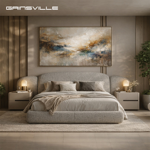 Modern Minimalist Wide Upholstered <strong>Bed</strong> | Extra Wide <strong>Platform</strong> <strong>Bed</strong> <strong>Frame</strong> for Master Bedroom | High-End Custom OEM Manufacturer - Product Image 1