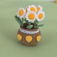 Pot de fleurs en crochet fait main transfrontalier, motif tulipe et tournesol, cadeau créatif, décoration d'intérieur