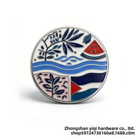 Nouvelle Broche en Alliage de Zinc Électroplaqué, Motif Drapeau Palestinien et Carte du Moyen-Orient de Style Arabe, Forme Pastèque, pour le Marché International