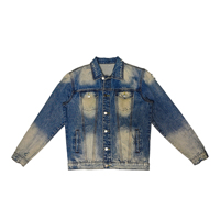 Veste en jean délavée à col rabattu et manches longues, avec logo graphique personnalisé OEM/ODM, nouvelle mode, pour hommes