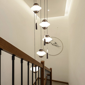 Chinese Style Pendant <b>Light</b> Multi Head Led <b>Chandelier</b> For Staircase Home Decor Zen Inspired Teahouse Lighting - Product Image 1