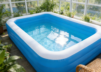 Piscine gonflable de grande taille et robuste pour la famille avec système de gonflage rapide et valve de vidange