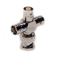 Connecteur coaxial RF en laiton nickelé, prise mâle BNC 50 ohms vers 3 prises femelles BNC
