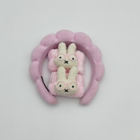 Ensemble bandeau, bracelet et serviette en tissu bouclette doux et écologique, motif nœud papillon, antidérapant, pour spa et soins de la peau, motif lapin mignon
