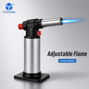 Briquet torche au butane rechargeable de haute qualité en métal bleu, flamme fixe et réglable, design classique pour le camping - Product Image 1