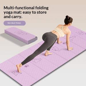 Tapis de <span class=keywords><strong>yoga</strong></span> pliable 185 cm grande taille, tapis de sport portable d'extérieur, tapis de fitness épaissi antidérapant, design animé de dessins animés - Product Image 5