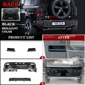 Kit de carrosserie pour <span class=keywords><strong>Land</strong></span> <span class=keywords><strong>Rover</strong></span> <span class=keywords><strong>Defender</strong></span> 110 <span class=keywords><strong>90</strong></span> 2020 <span class=keywords><strong>2023</strong></span>, 9 pièces, toutes les garnitures de pare-chocs avant arrière noires brillantes - Product Image 3