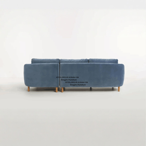 Sofá de Tres Plazas en Forma de L, Diseño <span class=keywords><strong>Nórdico</strong></span> Moderno, Tela de <span class=keywords><strong>Plumón</strong></span> de Ganso Azul Cielo, Muebles para Sala de Estar - Product Image 5