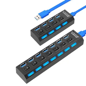 High Speed USB 3.0 To 7Ports Data Hub USB 3.0 Splitter With Individual Led