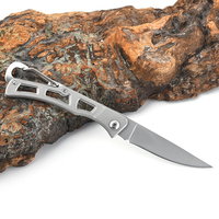 Couteau de poche pliant à manche creux en acier inoxydable 3Cr13, mini couteau utilitaire avec mousqueton pour le camping, la randonnée et les activités de plein air