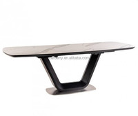 Table à manger en pierre frittée de qualité supérieure, non poreuse, résistante à la chaleur, pour villa et restaurant