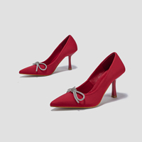 Chaussures simples à talons hauts pour femme, style socialite, avec nœud en strass français, polyvalentes, simples, pour l'été, grandes tailles, collection quatre saisons, en promotion