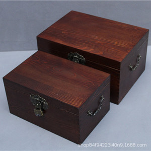 Retro Style Flip Top <b>Lockable</b> Wooden <b>Box</b> Solid Wood Storage Rectangle Clothing Organizer Customizable Thickness Standing Type - Product Image 1