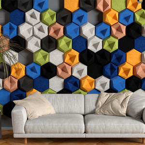 Panel de decoración de pared acústico de poliéster de espuma 3D Hexagonal de sonido de alta densidad para Studio Home - Product Image 2